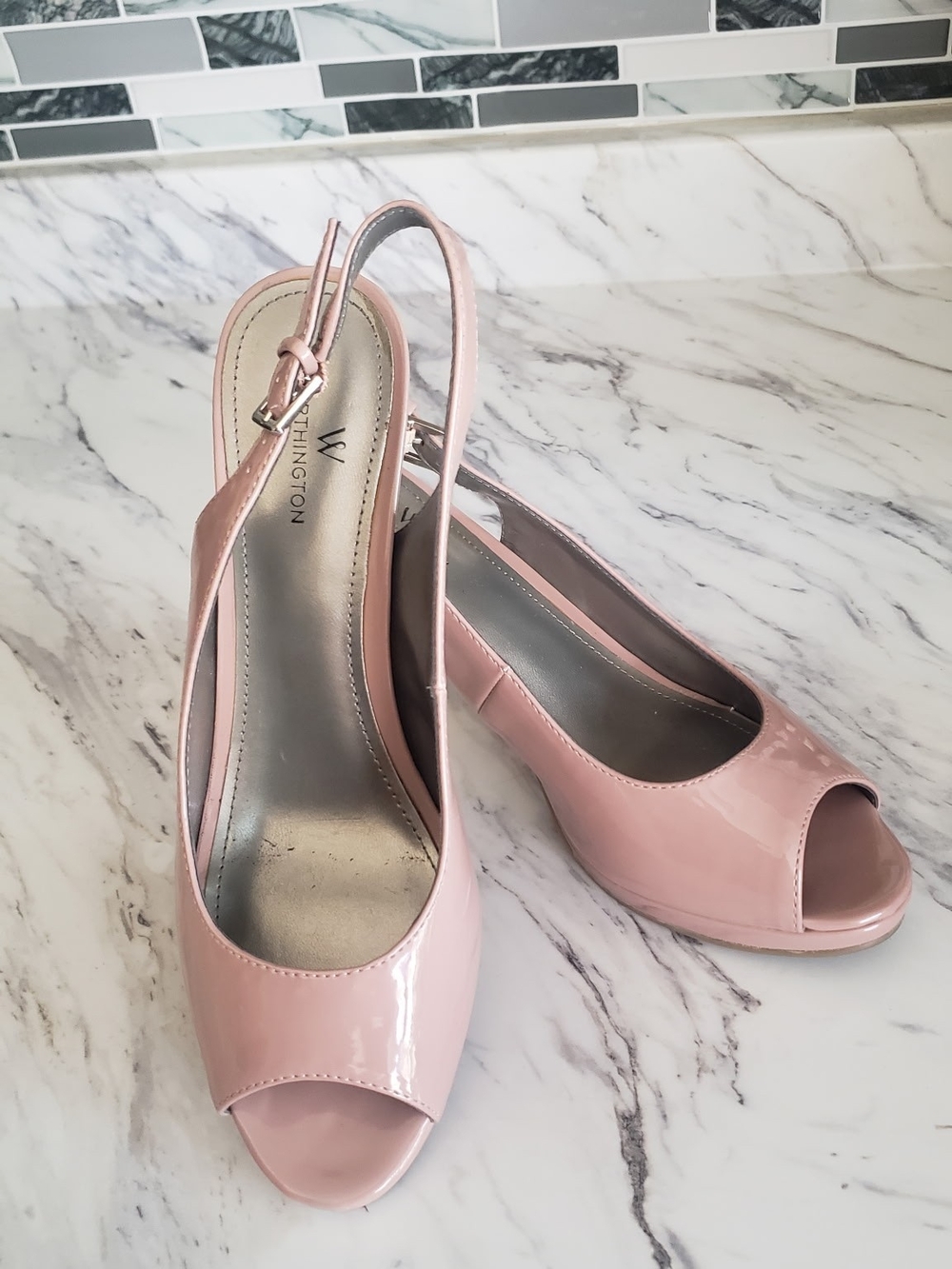 Worthington Dusty Rose Peep-Toe Slingback Heels